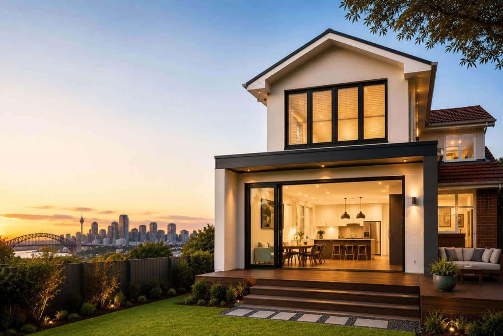 Modern Sydney home with a second-storey extension illustrating whether now is the right time to extend your home in Sydney.